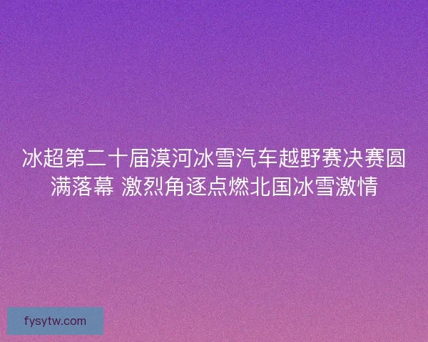 冰超第二十届漠河冰雪汽车越野赛决赛圆满落幕 激烈角逐点燃北国冰雪激情